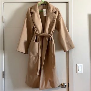 NWT long trench coat, button and tie
